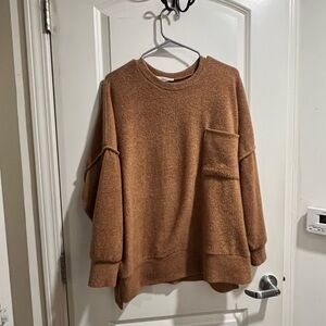 Zenana Outfitters Tan Fleece Pullover
